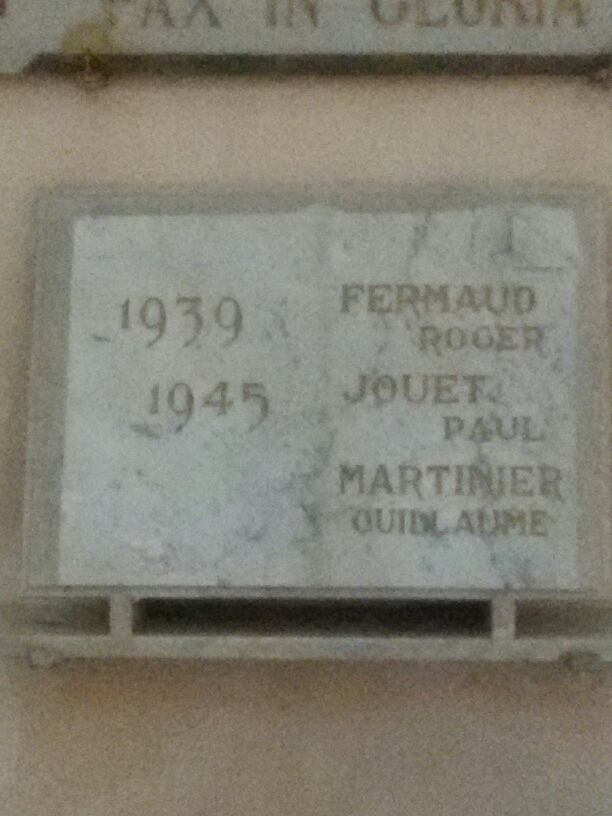 Plaque commémorative aux morts de 39-45 - Eglise de Saint-Gély (collection personnelle).